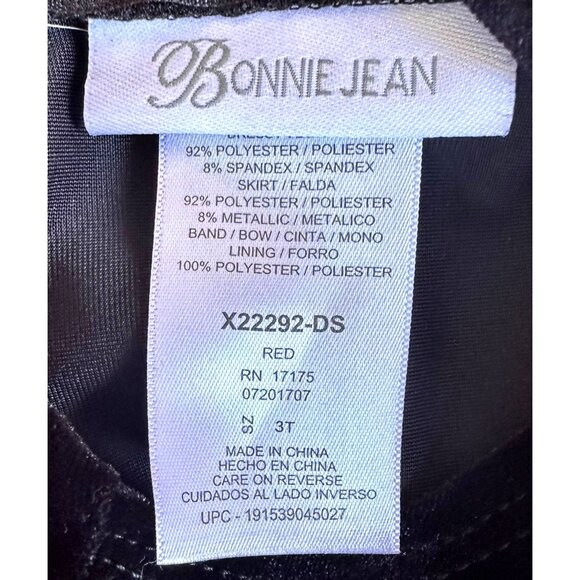 Bonnie Jean Velour Red Plaid Dress Toddler Girl 3T Christmas Bows Valentine EUC - Picture 12 of 12